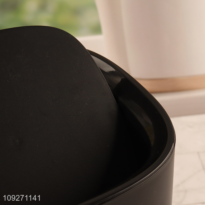 High quality household black plastic waste bin with lid