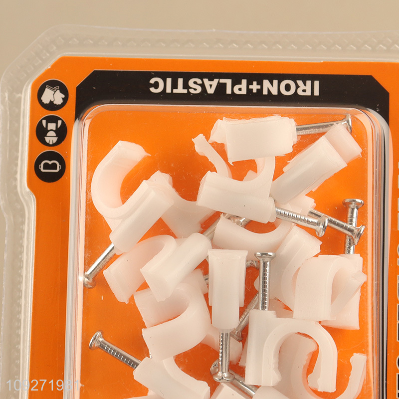 Wholesale White Circular Steel Nail Wire Clip Fixed Firmly Plastic Wire Plastic Buckle