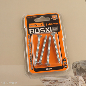 Good quality 6*60mm zinc-plated phillips flat head self-tapping screws