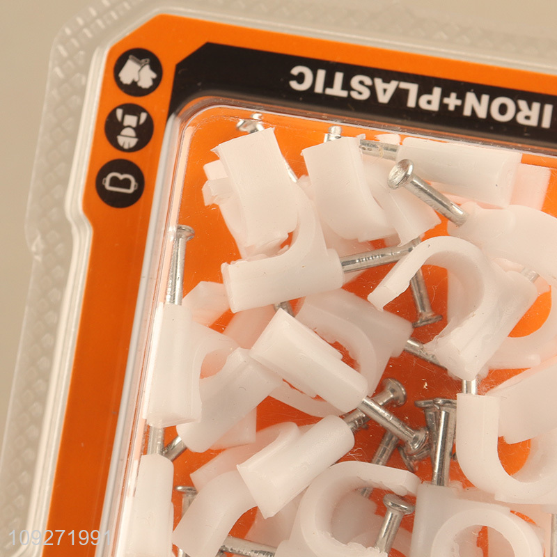 Hot Product White Circular Steel Nail Wire Clip Fixed Firmly Plastic Wire Plastic Buckle