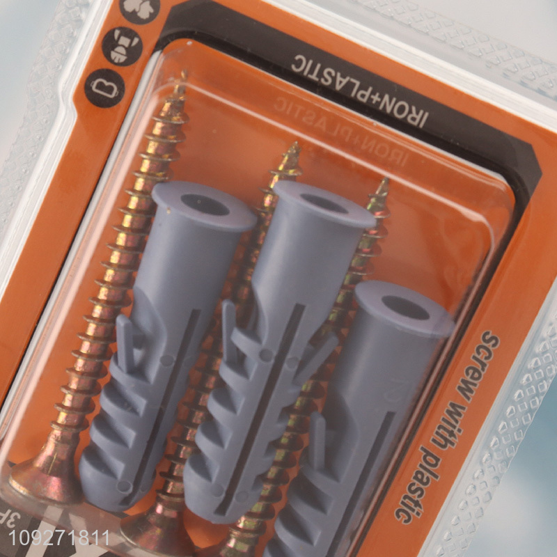 Factory wholesale hardware self-tapping screws with plastic expansion screw tube