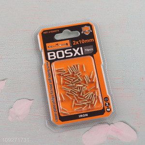 Yiwu market 70pcs 2*10mm copper-plated phillips flat head self-tapping screws