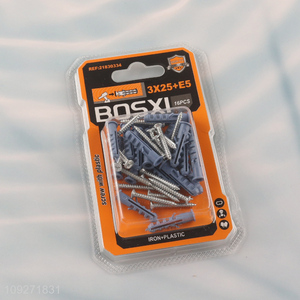 Yiwu market 16pcs plastic wall anchor and screw set for hardware accessories