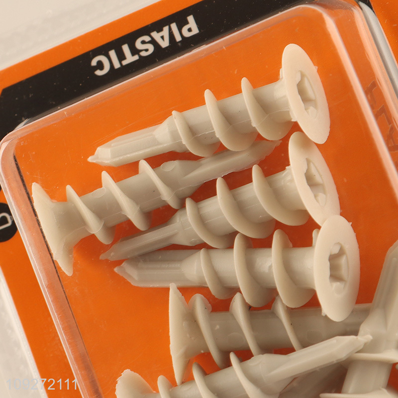 Yiwu market 10pcs hardware accessories plastic wall anchor set