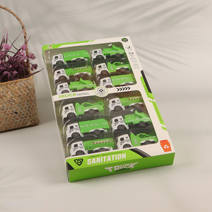 Online wholesale children's toy pull back car set sanitation truck toy set