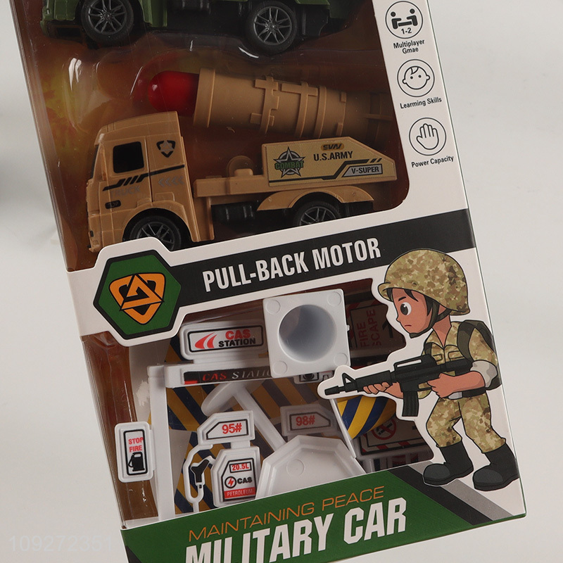 Factory price military car children's toy pull back car set