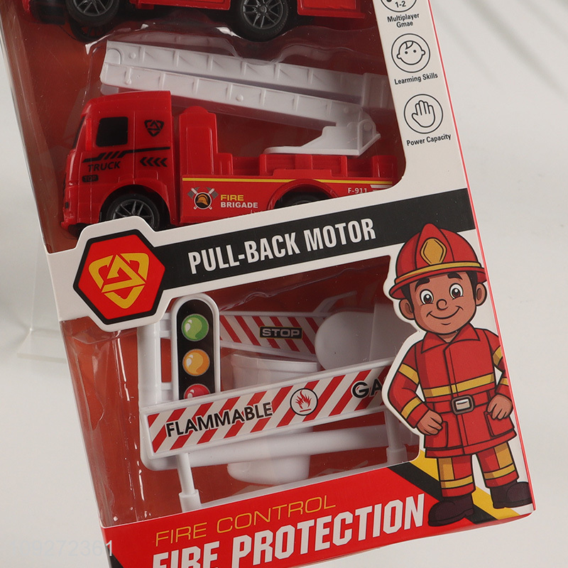 New arrival fire protection truck children's toy pull back car set