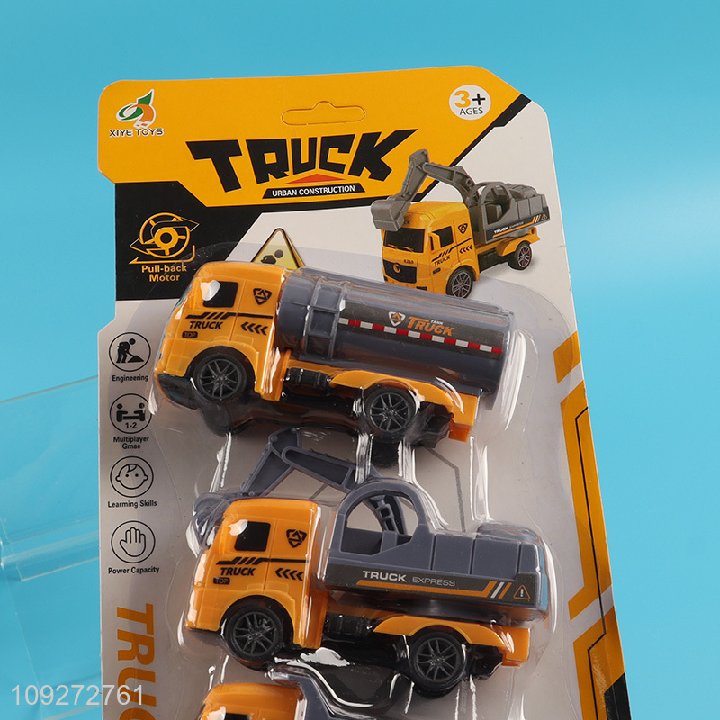 Popular products 4pcs engineer truck children pull back car toy set