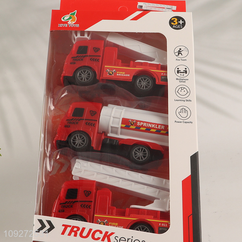 Low price fire fighting truck children's toy pull back car set for sale