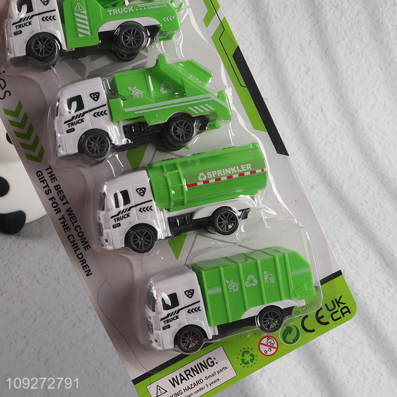 Top quality 6pcs sanitation truck children pull back car toy set