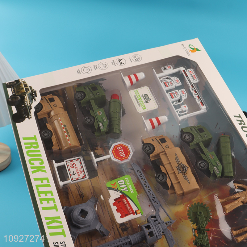 Yiwu market military truck children pull back car toy set