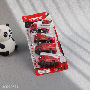 China wholesale fire fighting truck children pull back car toy set