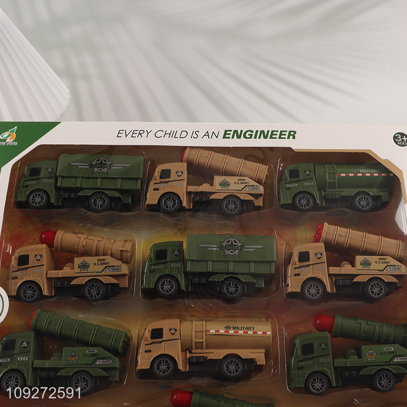 Top products 12pcs military truck children's toy pull back car set