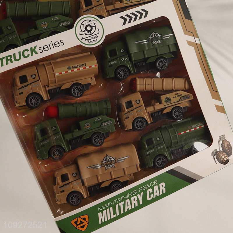 Top sale 12pcs military car children's toy pull back car set for gifts