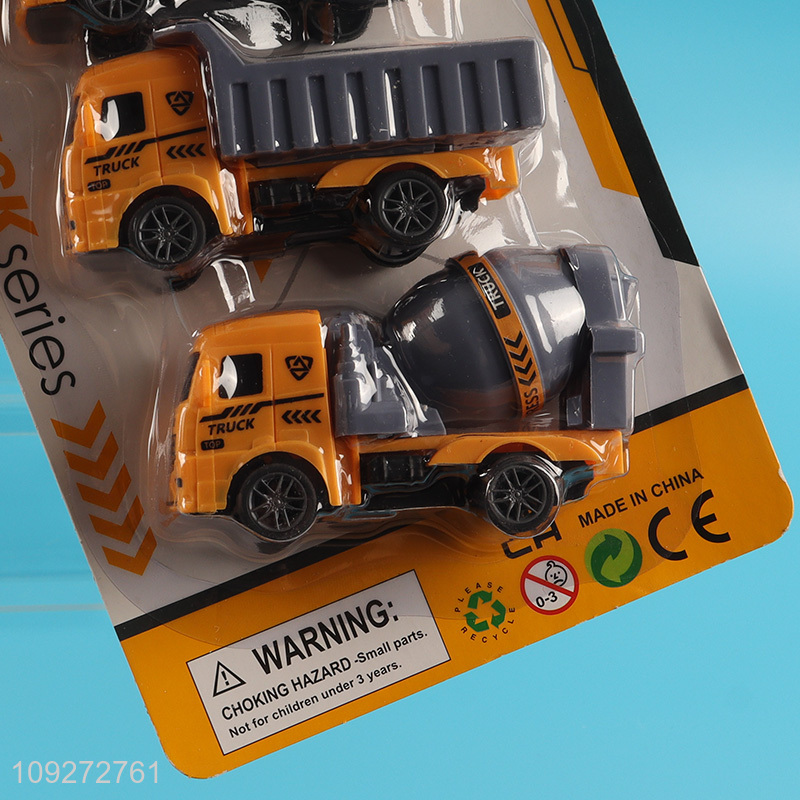 Popular products 4pcs engineer truck children pull back car toy set