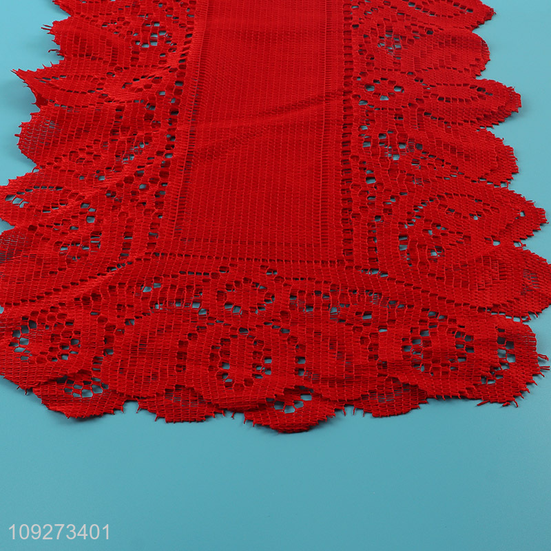 Yiwu market red hollow polyester dinner mat placemat table mats