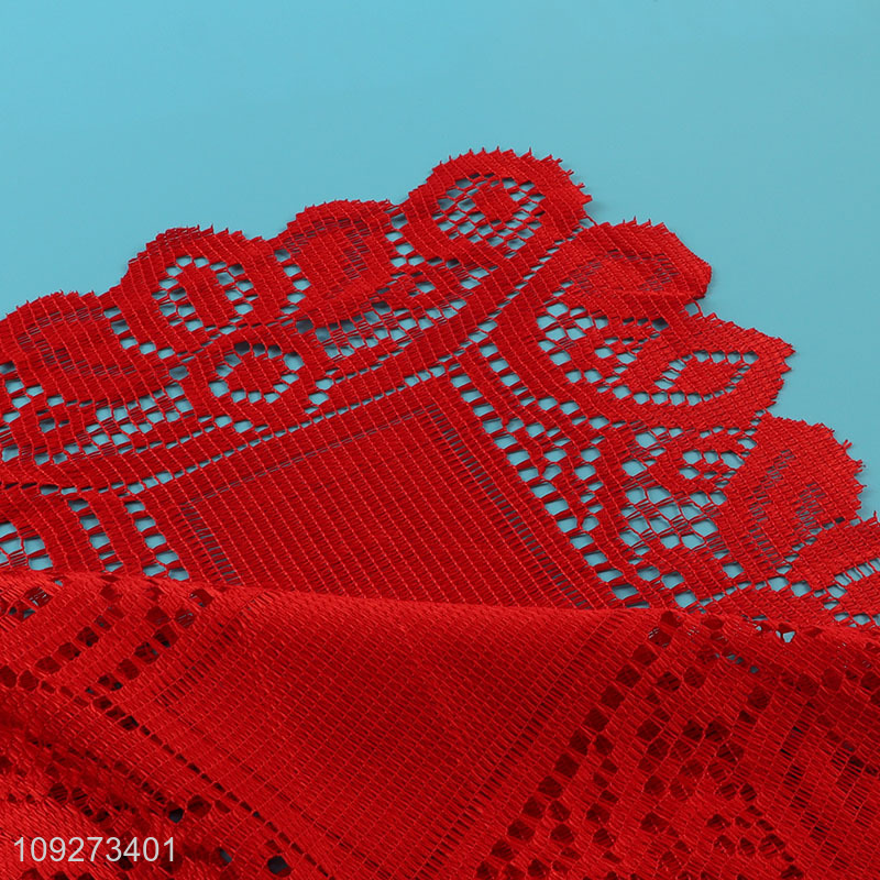 Yiwu market red hollow polyester dinner mat placemat table mats