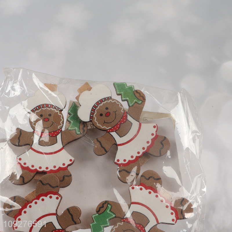China factory gingerbread man wooden paper clips set
