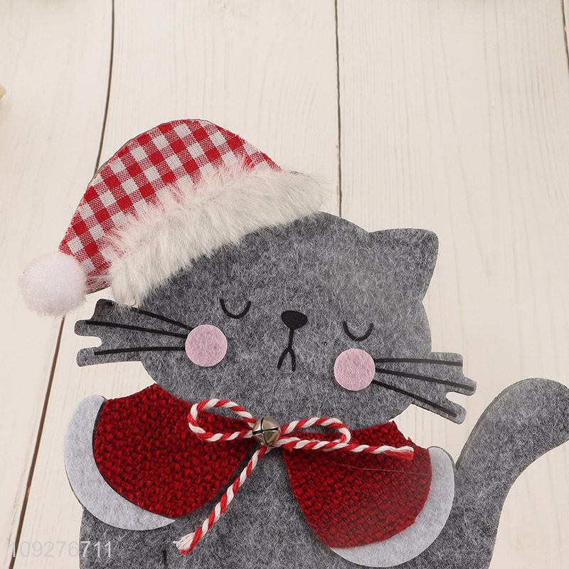 New product cartoon cat wooden christmas ornament decoration