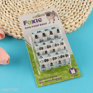 Factory price 3rolls disposable outdoor pet dog poop bags