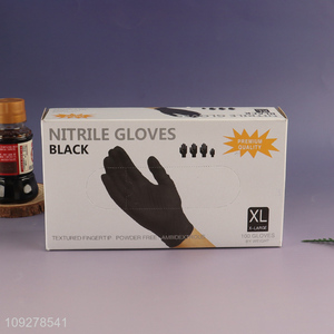 Yiwu market black powder free disposable nitrile gloves for sale