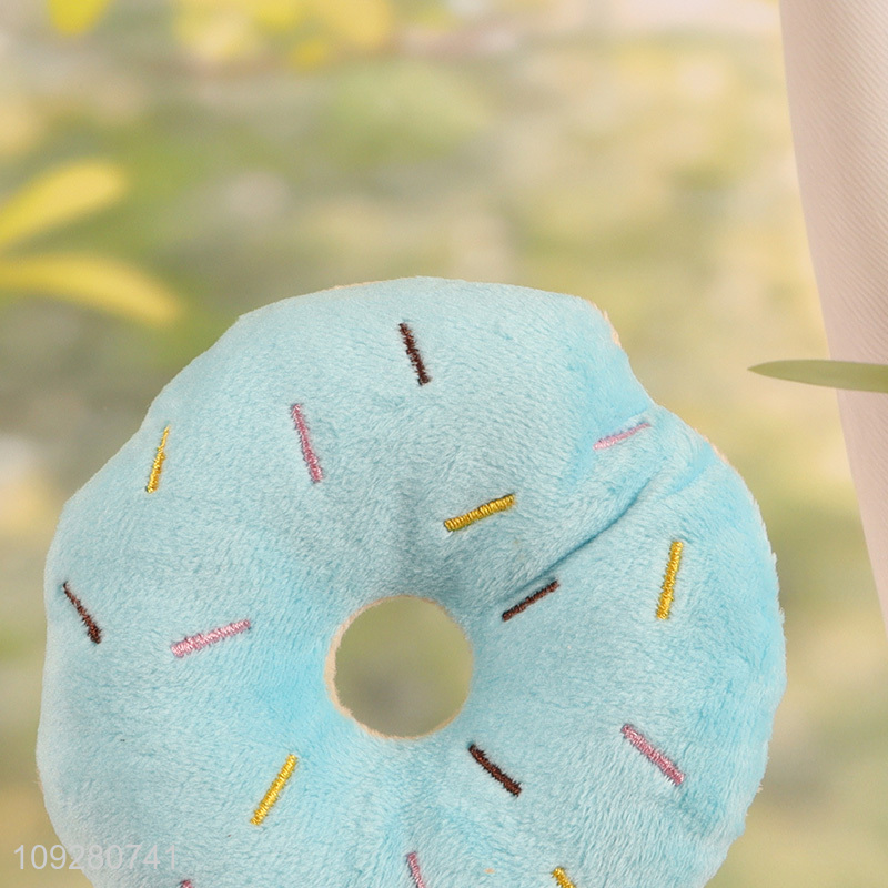 Low price donut shape plush pet chew toys teething toys