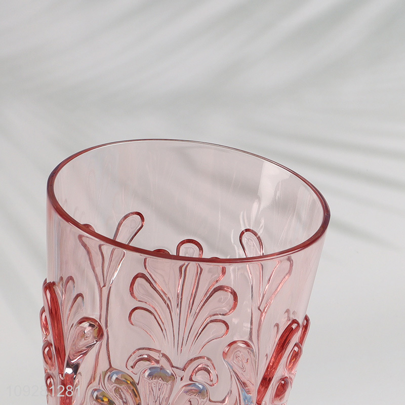 Latest products embossed glass water cup drinking cup for sale