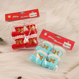 Factory price 4pcs mini christmas boots christmas hanging ornament decoration