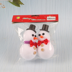 Factory price 2pcs foam snowman christmas hanging ornament decoration
