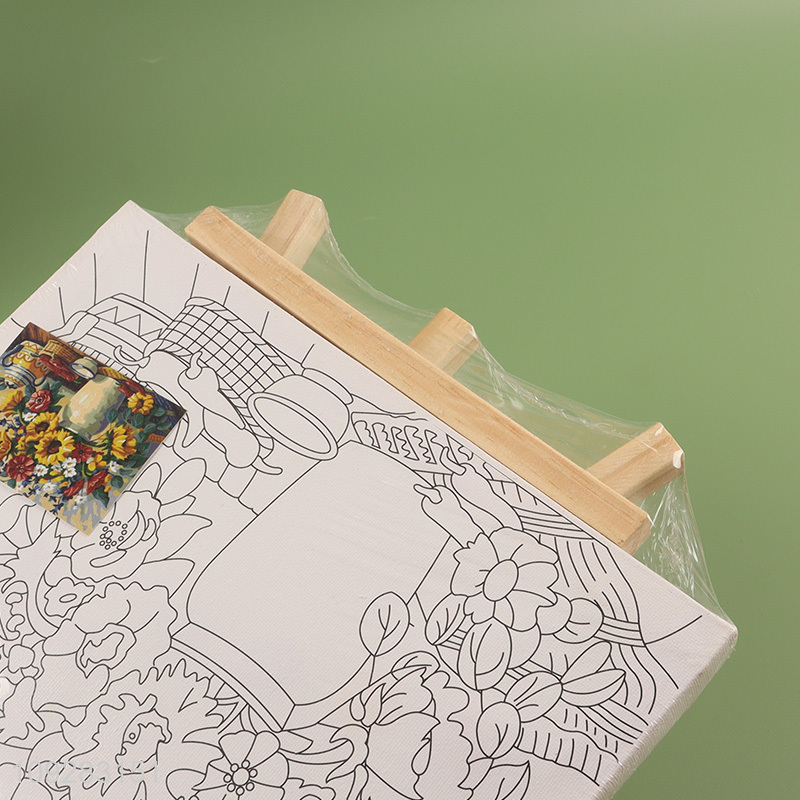 Top products flower pattern painting stretched canvas frame with holder