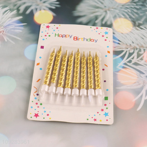 Low price golden birthday cake candle decorative candle for sale