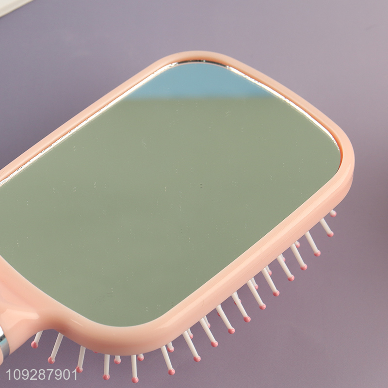 Online wholesale rectangle hair comb hair brush with makeup mirror
