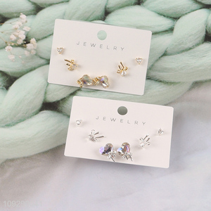 Online wholesale copper ladies fashion jewelry earrings ear studs set