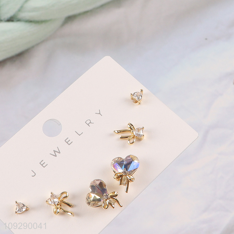 Online wholesale copper ladies fashion jewelry earrings ear studs set