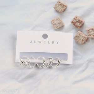 Hot selling silver fashion jewelry earrings ear studs set