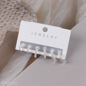 Online wholesale silver fashion jewelry earrings ear studs set