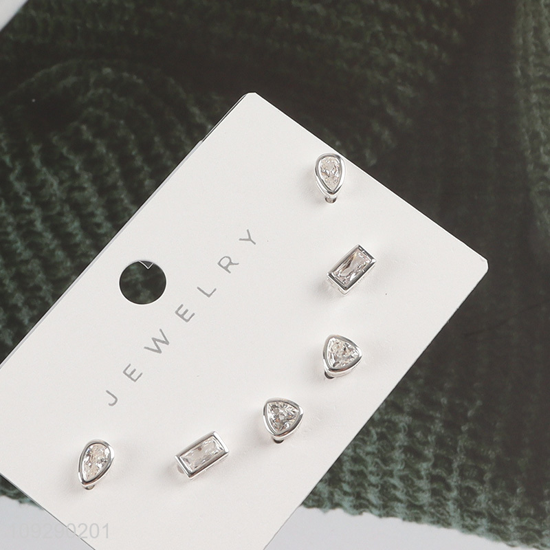 China supplier silver fashion jewelry earrings ear studs set