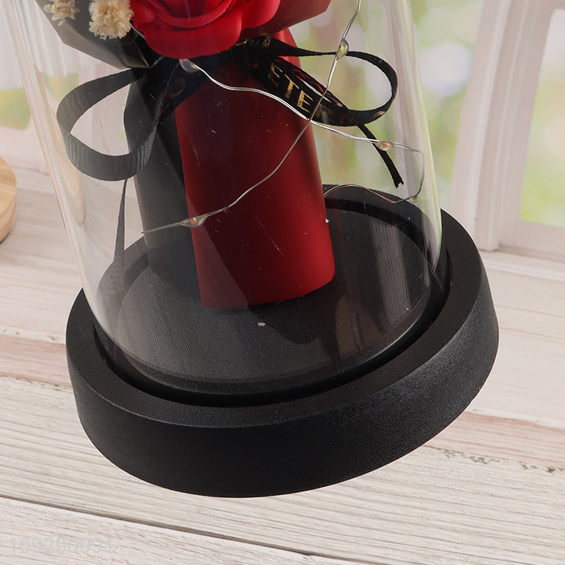 Factory price mini rose flower ornament with led lights