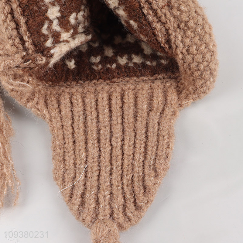 Hot sale knitted hat warm windproof earflap hat